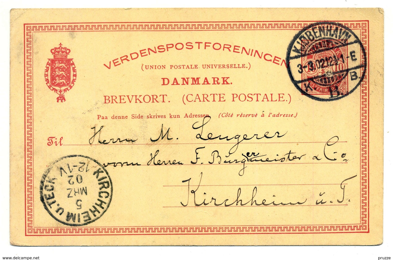 Kjobenhavn- Kopenhagen 1902 Nach  Kirchheim U. Teck - Interi Postali