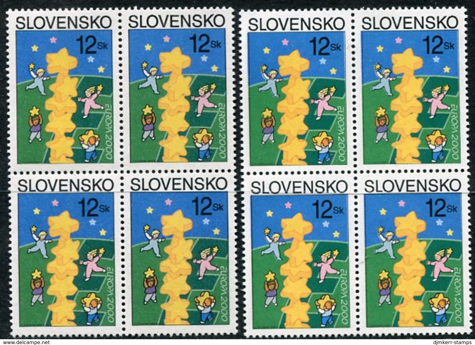 SLOVAKIA 2000 Europa: In Blocks Of Four On Both Papers MNH / **  Michel 368x+y - Unused Stamps