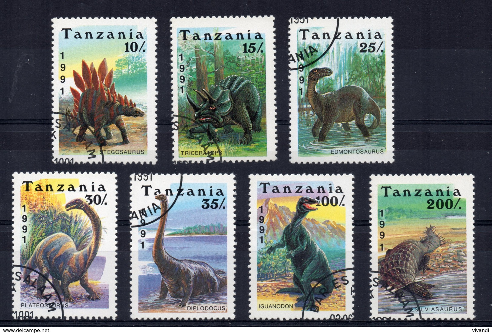 Tanzania - 1991 - Prehistoric Creatures - Used/CTO - Tanzanie (1964-...)