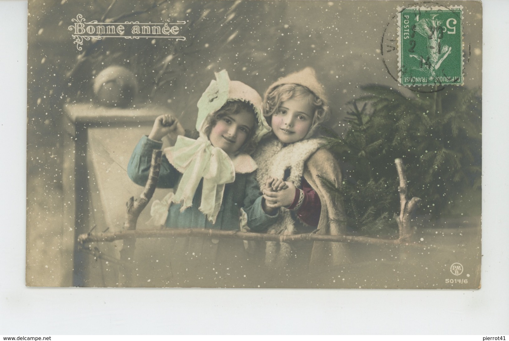 ENFANTS - LITTLE GIRL - MAEDCHEN - Jolie Carte Fantaisie Fillettes Sous La Neige De "Bonne Année " - Nouvel An