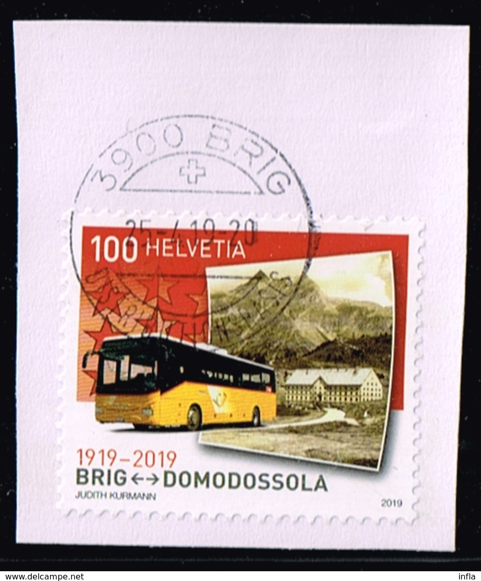 Schweiz 2019,Michel# 2590 O 100 Jahre Postbusservice Brig - Domodossola - Oblitérés