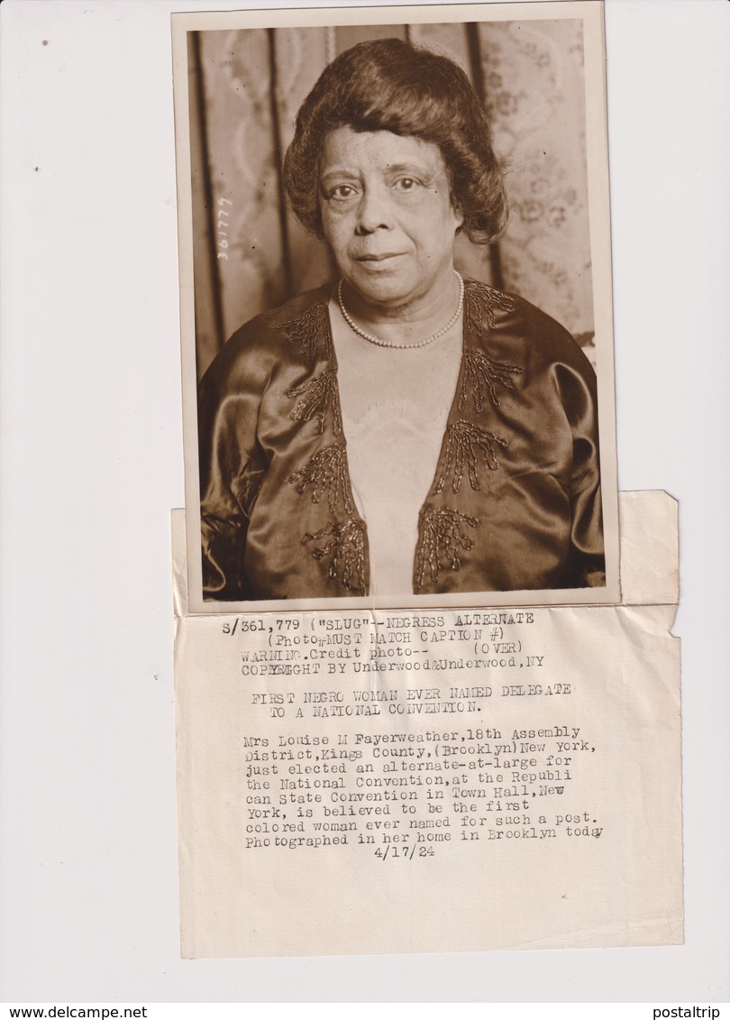 FIRST NEGRO WOMAN DELEGATE NATIONAL CONVENTION MRS LOUISE M FAYERWEATHER BROOKLYN 18*13CM Fonds Victor FORBIN 1864-1947 - Non Classés