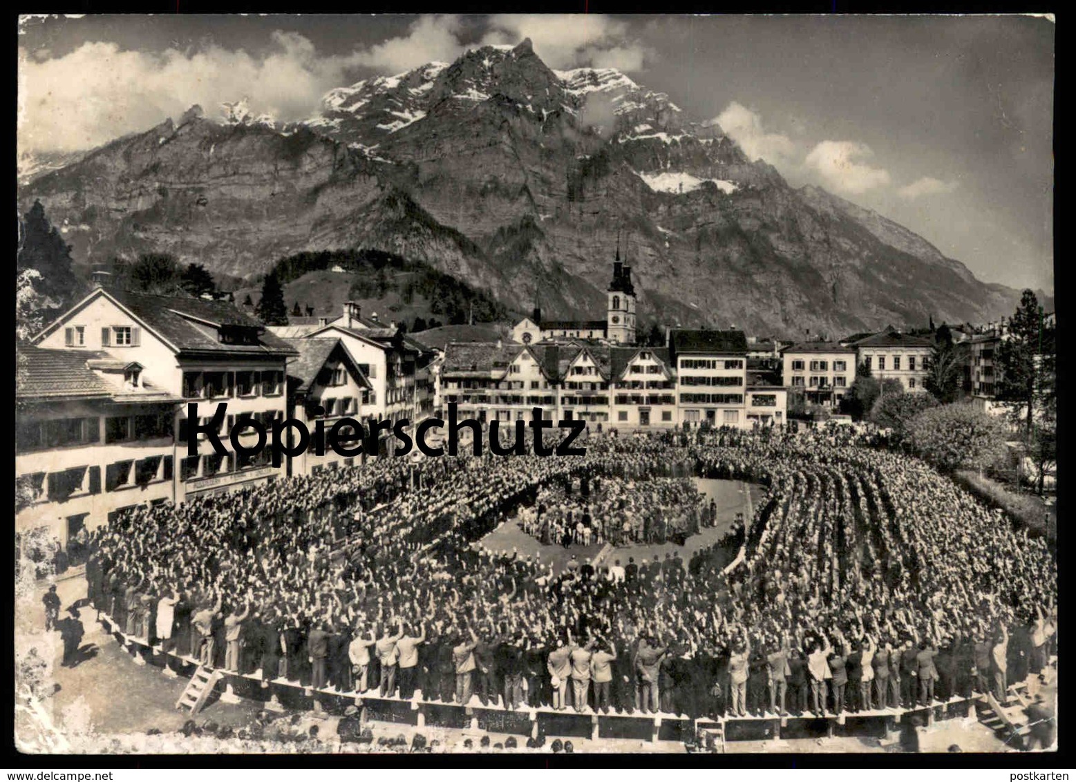 ÄLTERE POSTKARTE GLARUS ÖFFENTLICHE LANDSGEMEINDE-VEREIDIGUNG Swearing-in Ceremony Kanton Glarus Schweiz Suisse Cpa AK - Andere & Zonder Classificatie