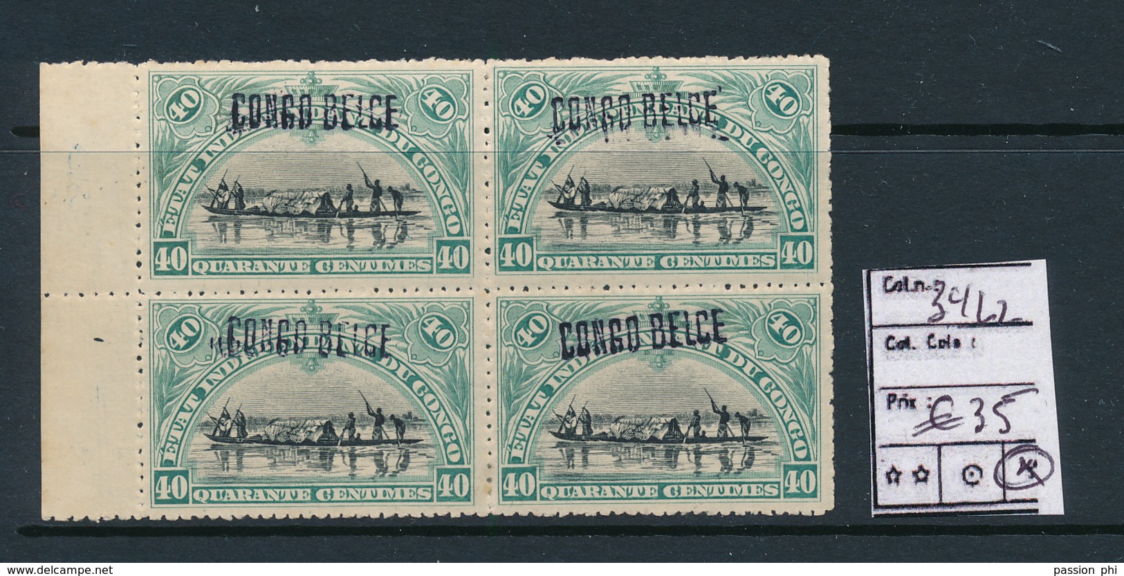 BELGIAN CONGO COB 34L2 LH - Unused Stamps