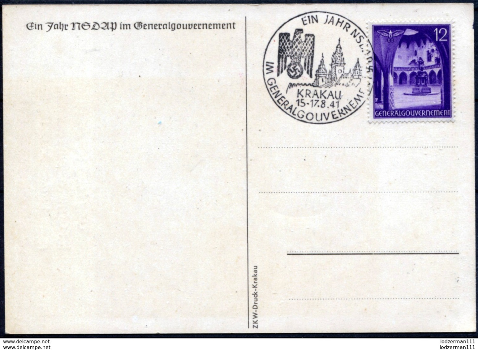 GG 1941 NSDAP Anniversary With Commem. Postmark (VF) - Besetzungen 1938-45