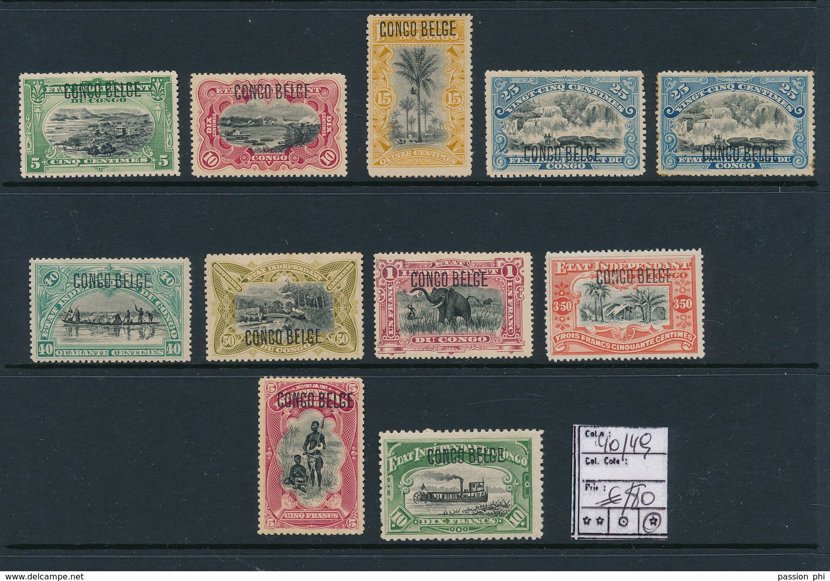 BELGIAN CONGO 1909 ISSUE COB 40/49 LH - Ungebraucht