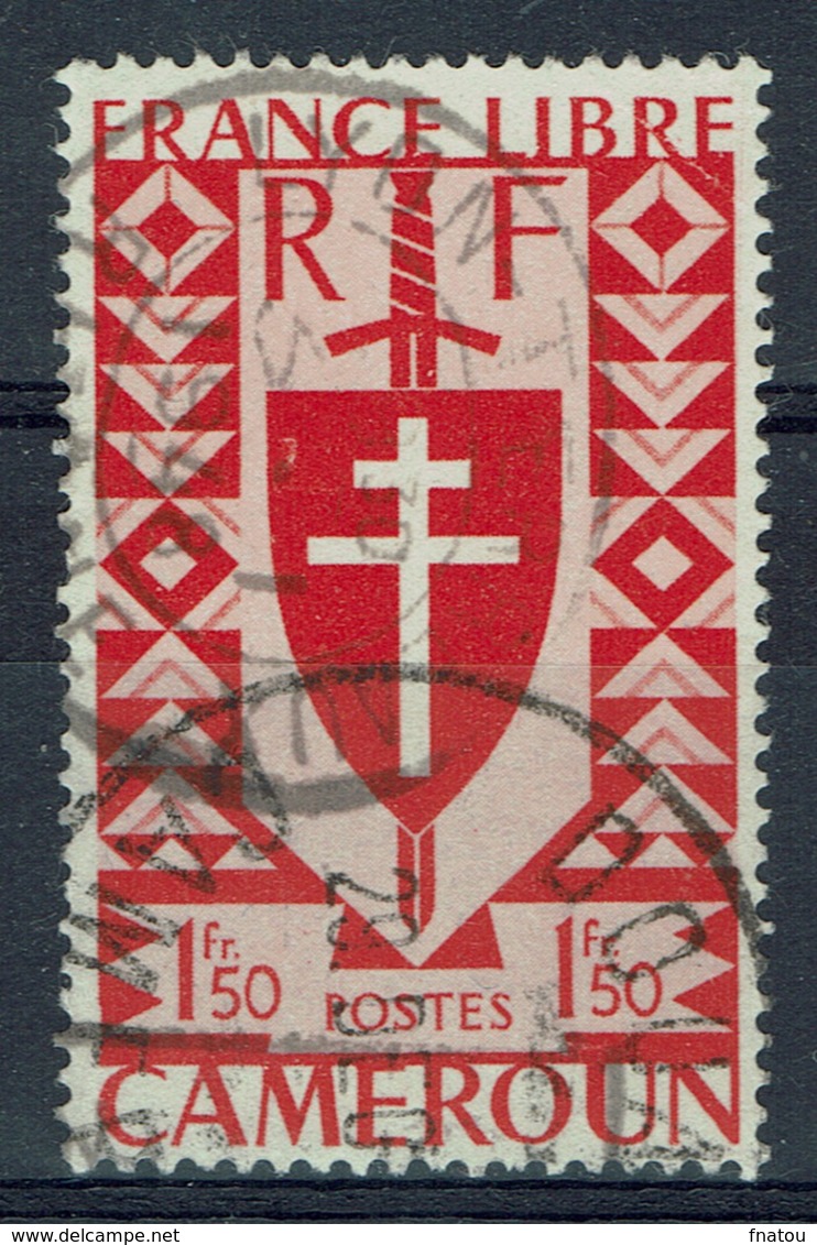 French Cameroon, 1f.50, London Set, Cross Of Lorraine, VFU, 1941  nice Postmarks - Gebraucht