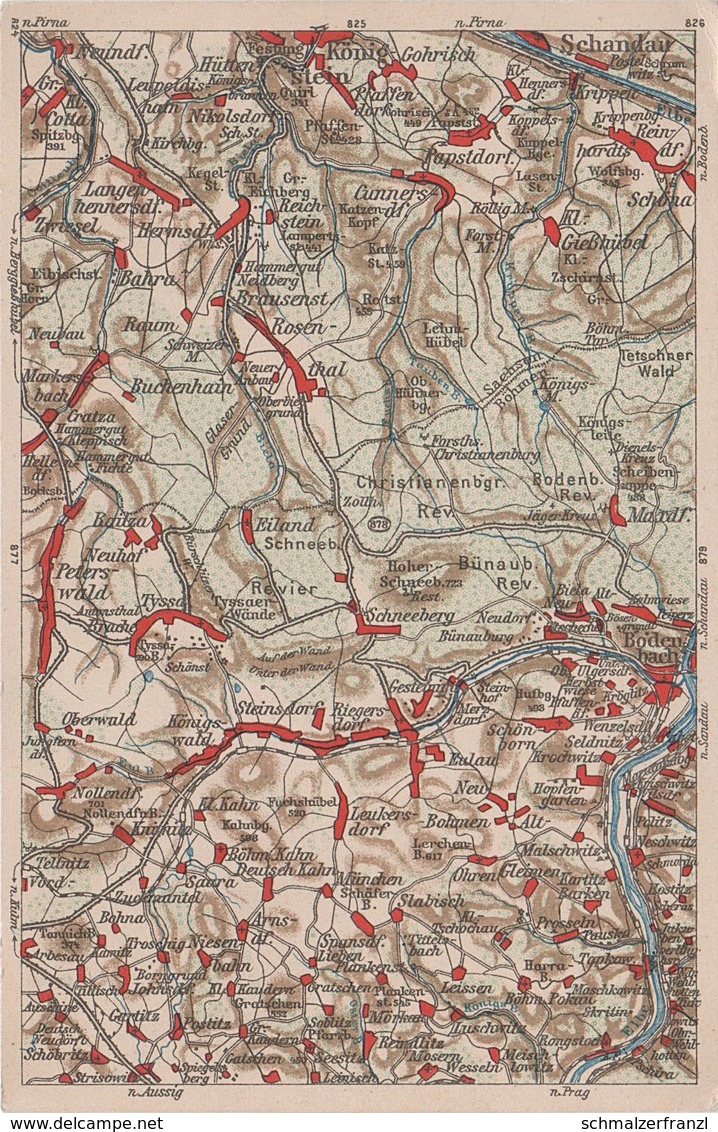 Litho AK Wona Hauschting 878 Schöna Rosenthal Peterswald Bodenbach Raitza Maxdorf Merzdorf Arnsdorf Zuckmantel Neudorf - Sudeten