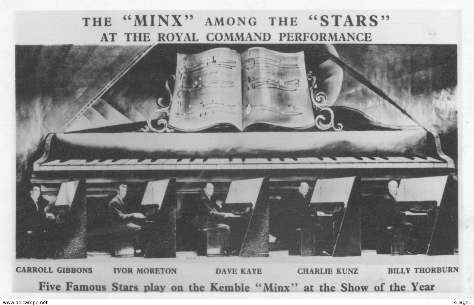 Carte Postale De 1968 The "Minx" Among The "Stars" Autographe De Billy Thorburn Pianiste - Handtekening