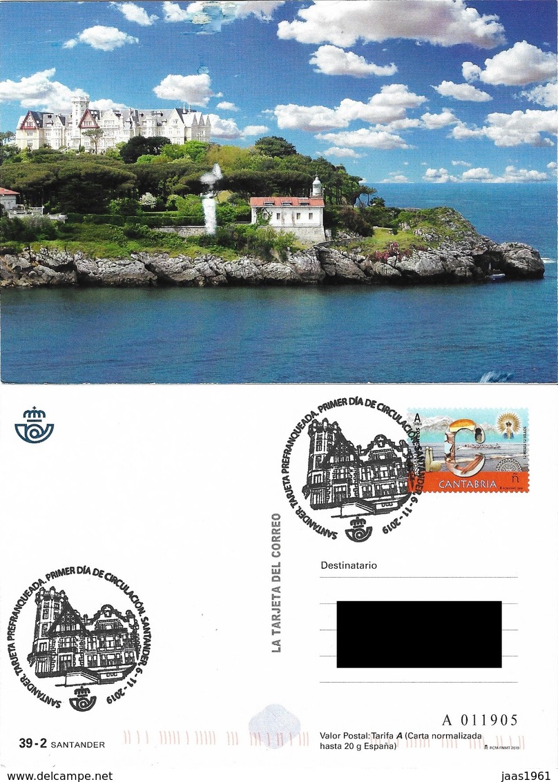 SPAIN. POSTAL STATIONARY. FIRST DAY. MAGDALENA PALACE. SANTANDER 2019 - Autres & Non Classés