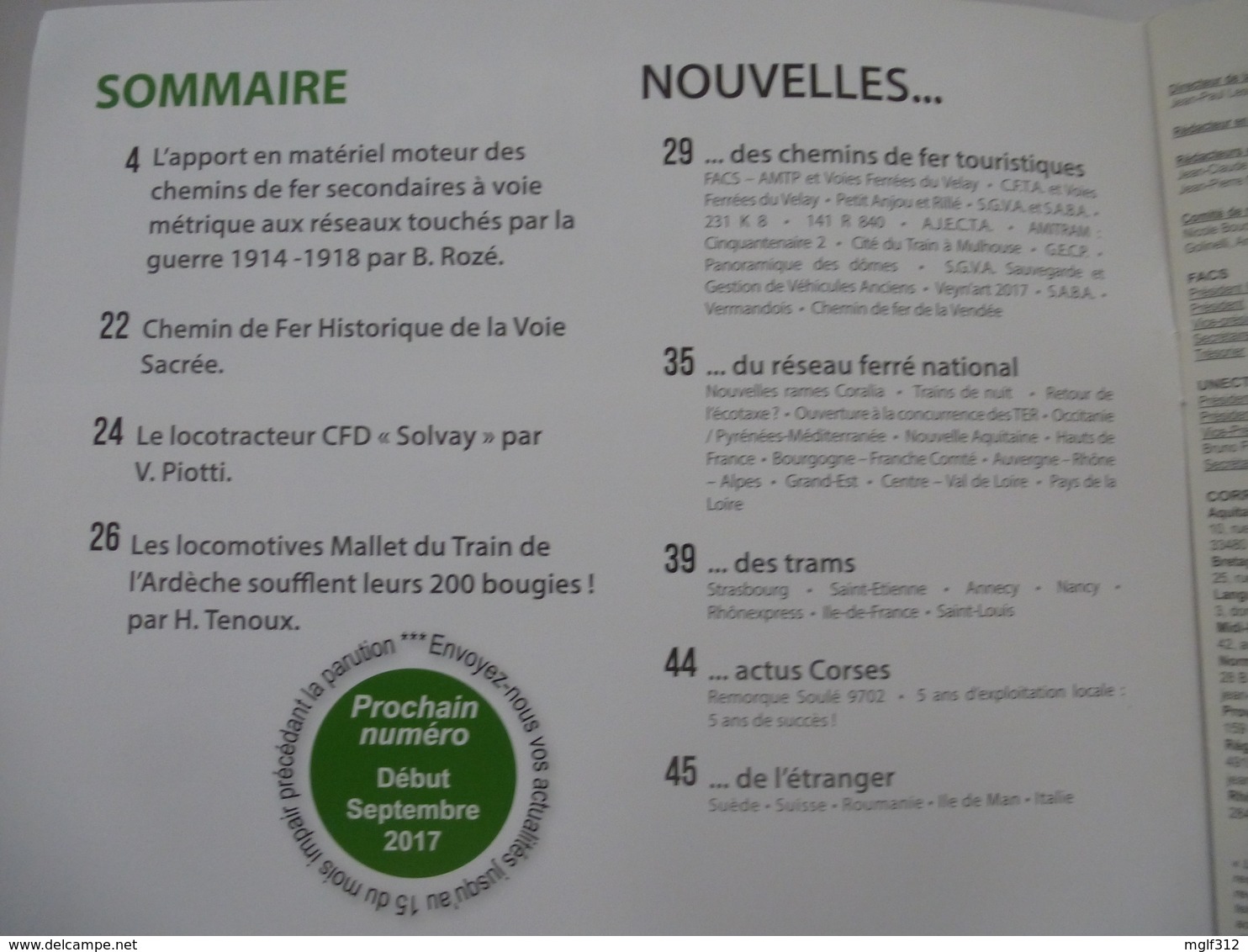 REVUE Chemins De Fer Régionaux Et TRAMWAYS: N°382 Juil 2017-Chemin De Fer Historique De La Voie Sacrée + Autres Sujets. - Chemin De Fer & Tramway