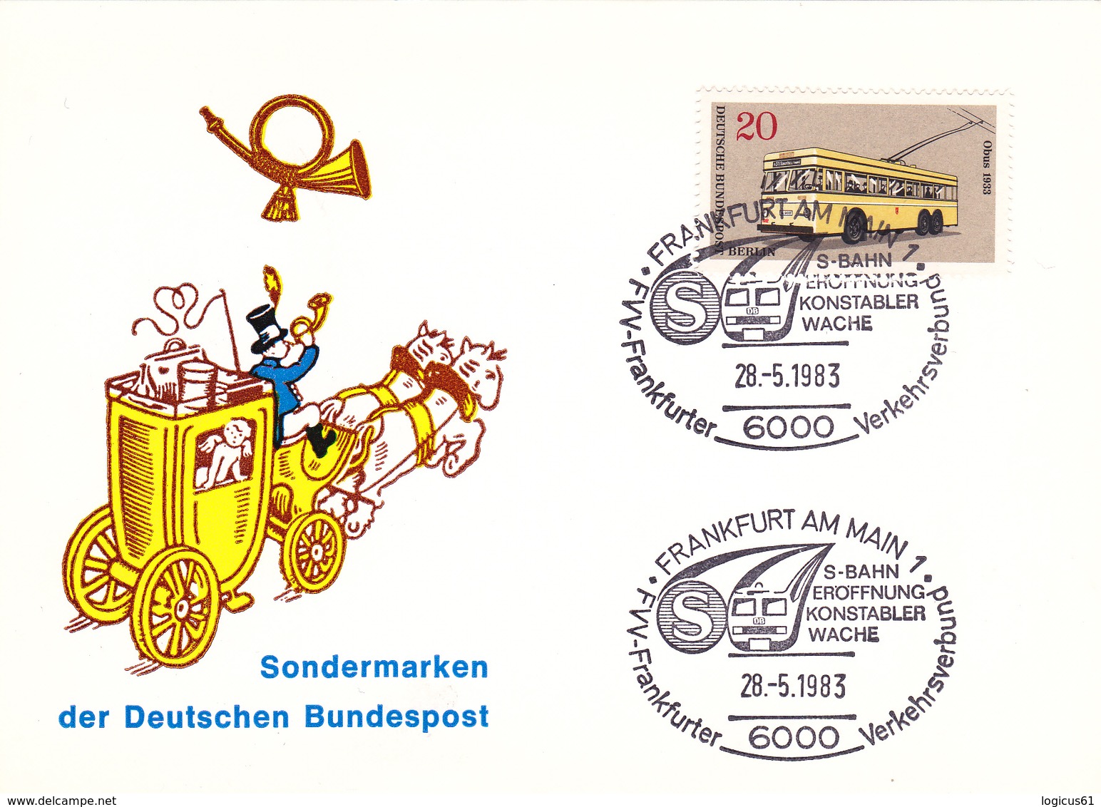 FRANKFURT :SPECIAL STAMPS OF THE GERMAN FEDERAL POST,POSTCARD,1983,GERMANY. - Inaugurations