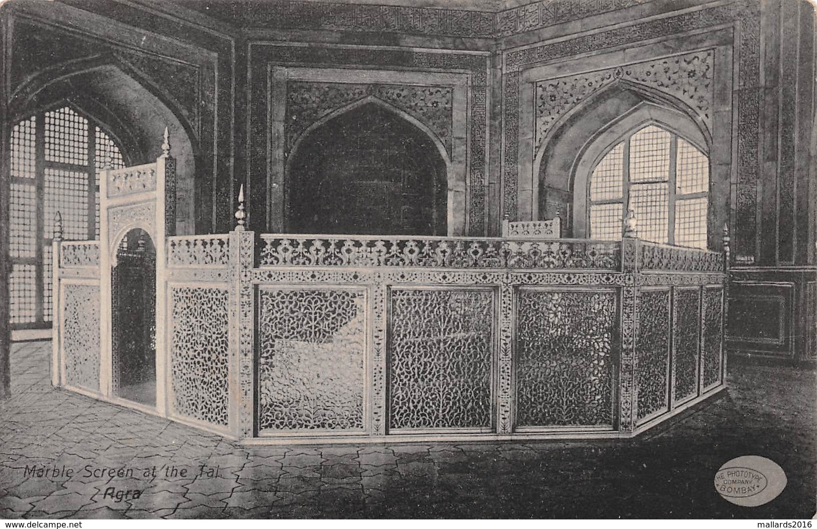 INDIA - AGRA - MARBLE SCREEN AT THE TAJ ~ AN OLD POSTCARD #99618 - India