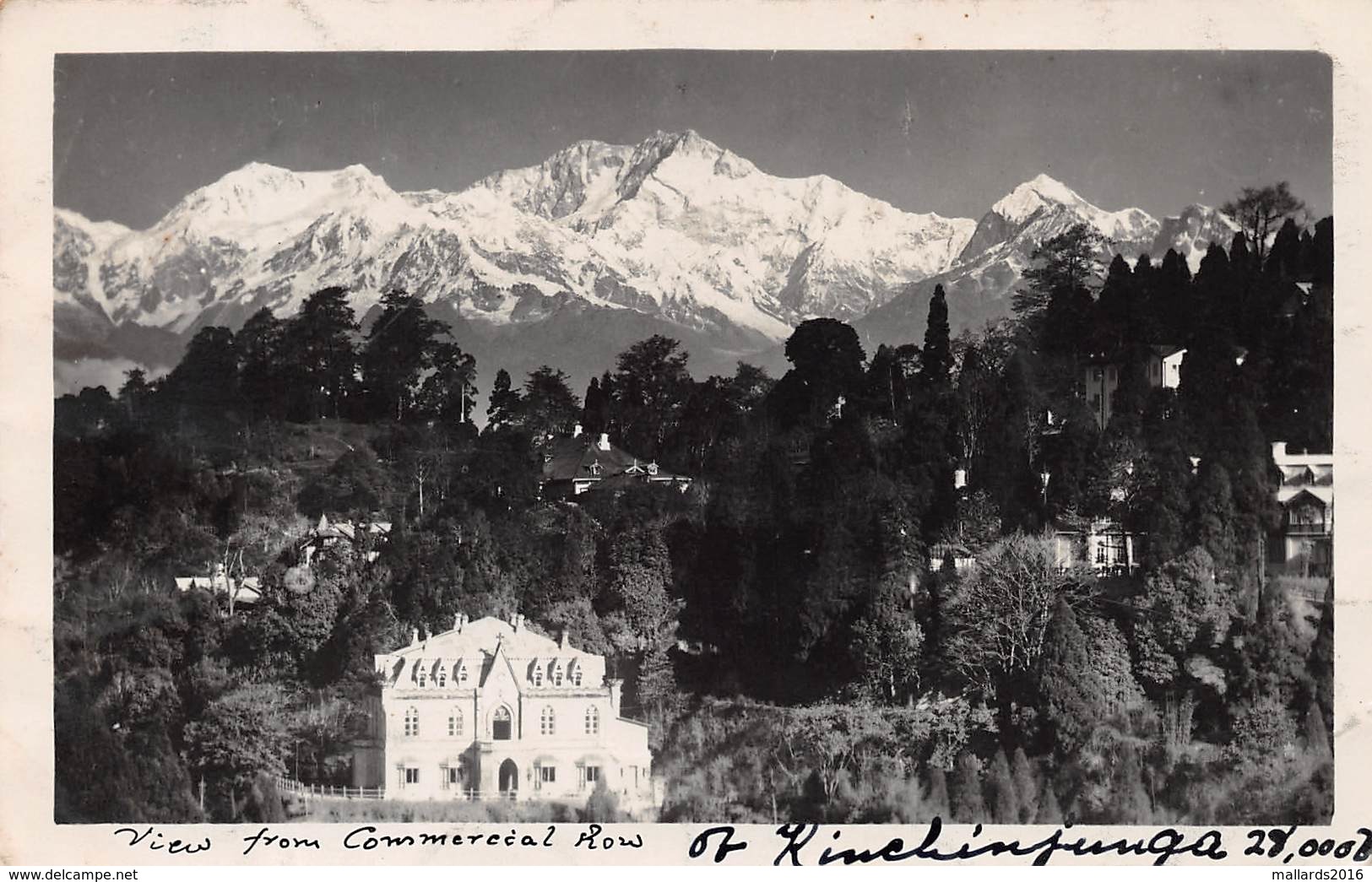 KANCHENJUNGA - VIEW FROM COMMERCIAL ROW ~ AN OLD REAL PHOTO POSTCARD #99861 - India