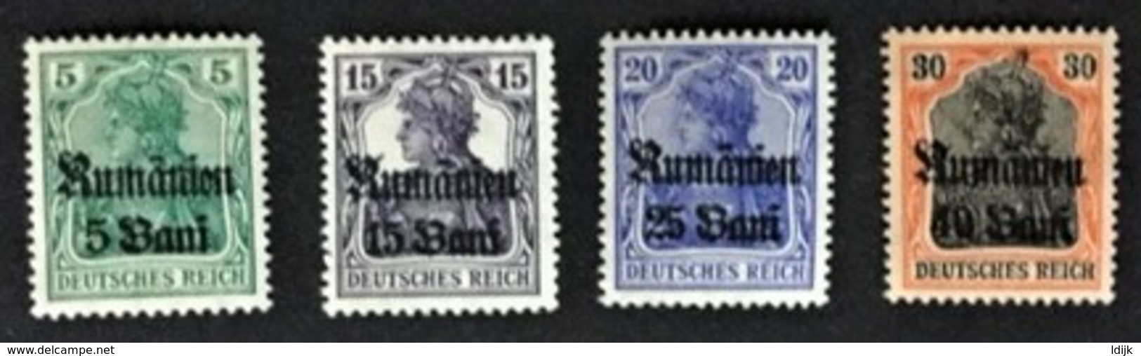 1918 Rumänien : Germania Mit Aufdruck  Mi. **) 8a, 10, 11b, 12 - Occupation 1914-18