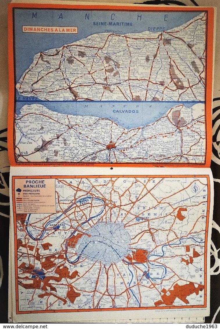 Calendrier double - Almanach Disney: 75.Paris 1975  Plan Paris,région,métro,RER