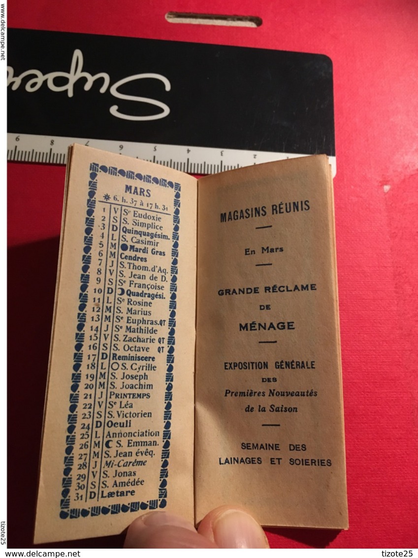 Mini Calendrier Agenda  Bateau à Voile Publicitaire De La Marque Magasins Réunis à Nancy Lorraine  Année 1935, éd. Paris - Petit Format : 1921-40