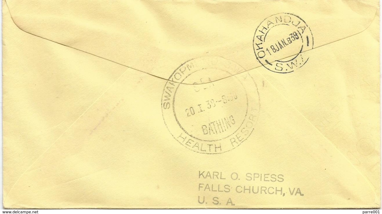 USA 1937 Charlotte Amalie FDC Cover To Okahandja Swakopmund SWA Namibia - 1851-1940