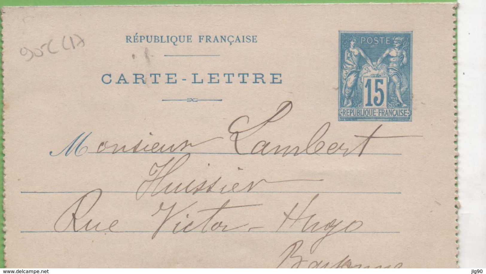 Entier Type SAGE 15c Bleu 90-CL17 Date 009 Pour BAYONNE - Cartoline-lettere