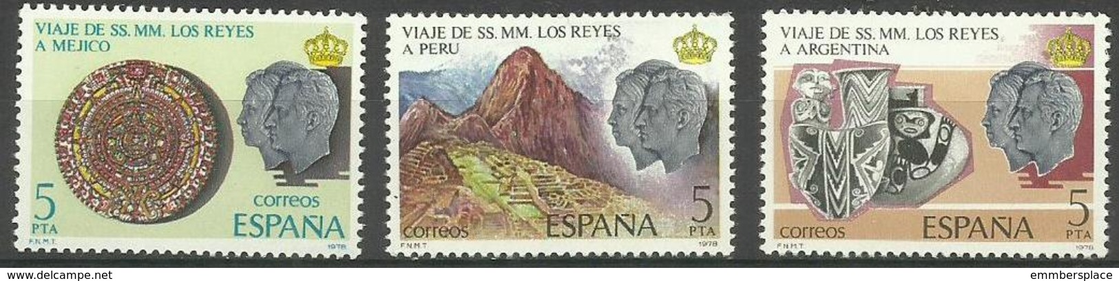 Spain - 1978 Royal Visit To South America Set Of 3 MNH **  SG 2541-3   Sc 2120-2 - Neufs