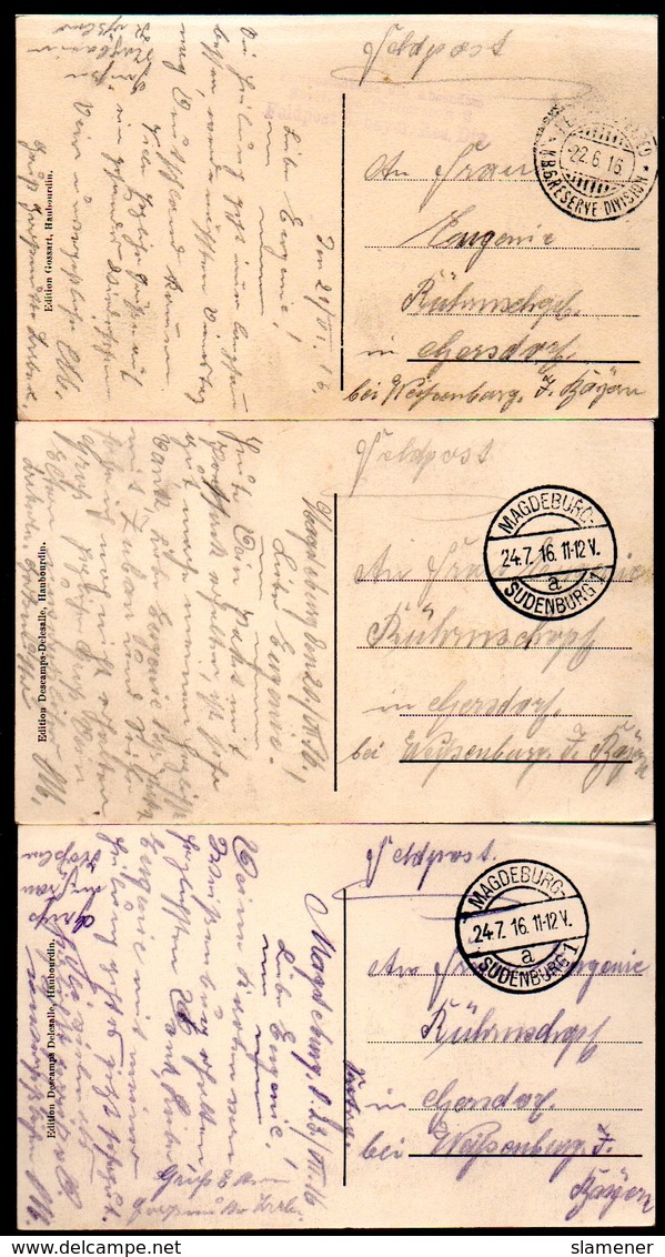 2 Old Postcards,France,HAUBOURDIN,Rue Sadi-Carnot,Hospice,Chateau De Beaupré, Used 1916 - Haubourdin