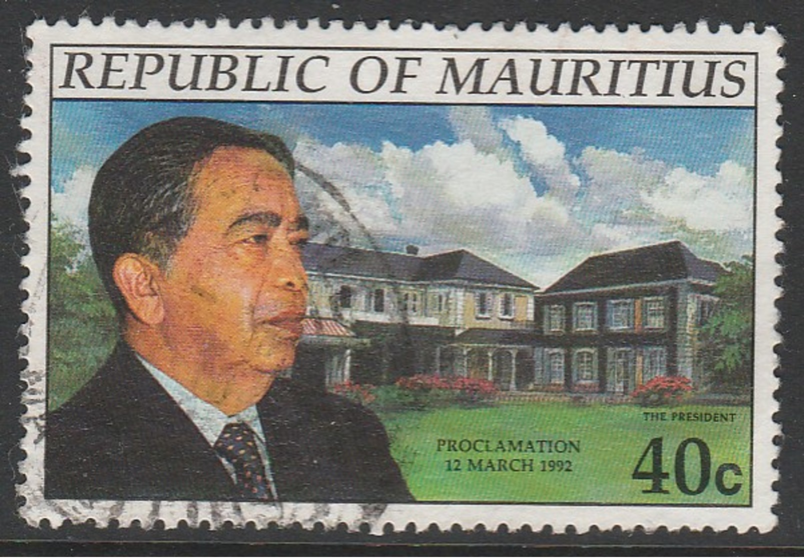 Mauritius 1992 Proclamation Of Republic 40 C Multicoloured SW 757 O Used - Mauritius (1968-...)