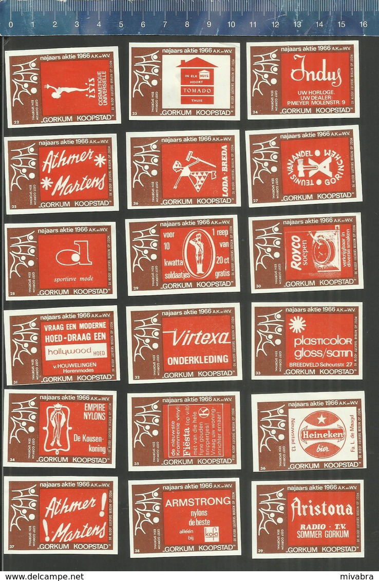 GORKUM KOOPSTAD NAJAARS AKTIE 1966 ( Kleuren Oranje Bruin) ( DE KLOOF Dutch Matchbox Labels ) - Boites D'allumettes - Etiquettes