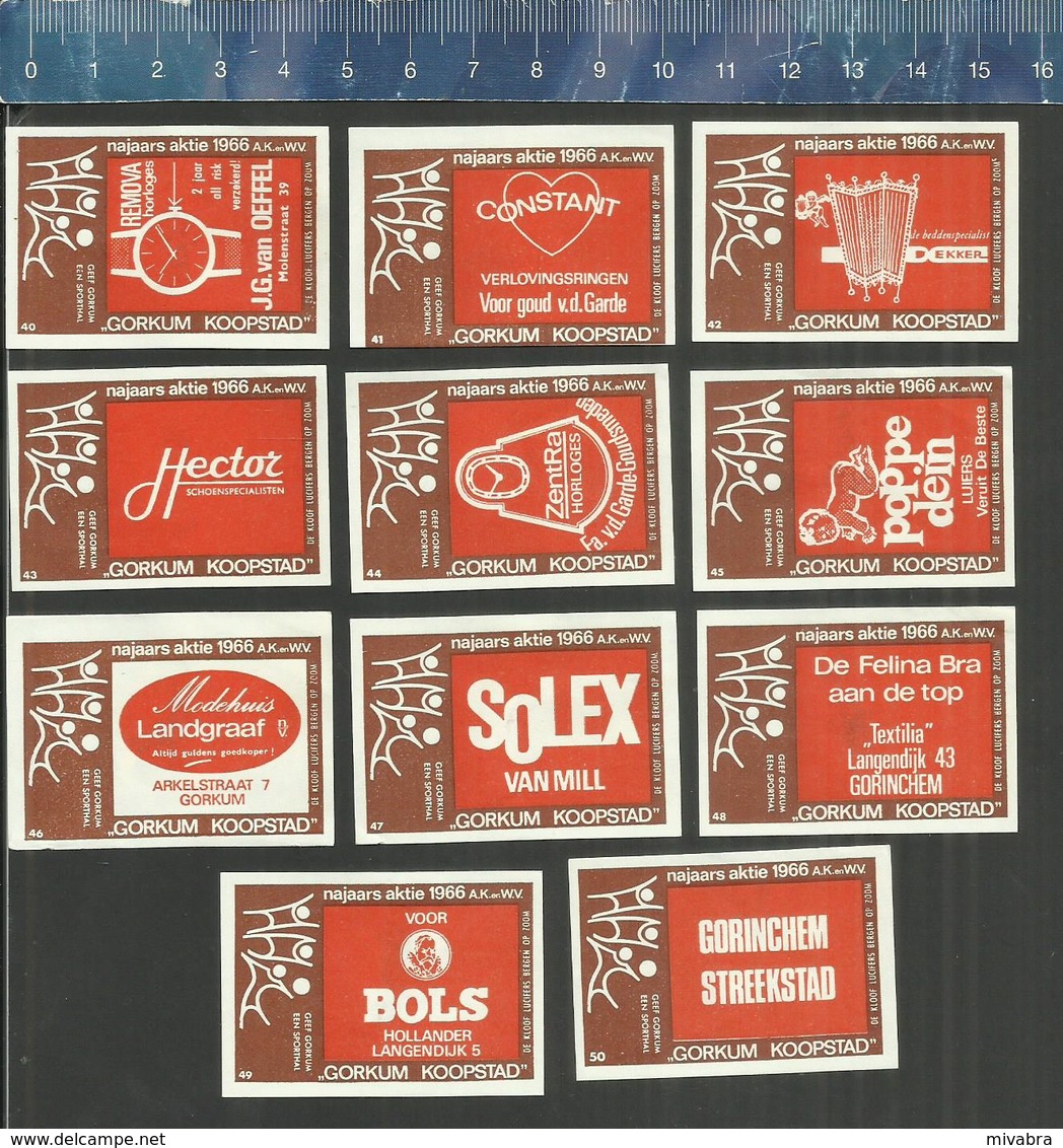 GORKUM KOOPSTAD NAJAARS AKTIE 1966 ( Kleuren Oranje Bruin) ( DE KLOOF Dutch Matchbox Labels ) - Boites D'allumettes - Etiquettes