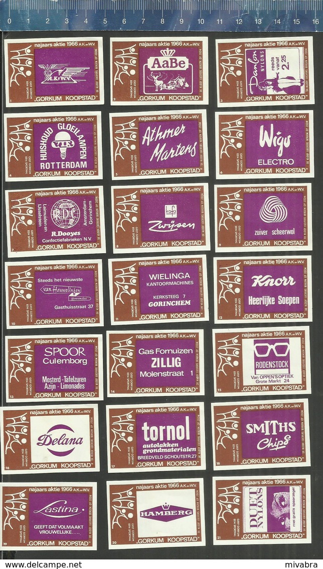 GORKUM KOOPSTAD NAJAARS AKTIE 1966 ( Kleuren Violet - Bruin) ( DE KLOOF Dutch Matchbox Labels ) - Boites D'allumettes - Etiquettes