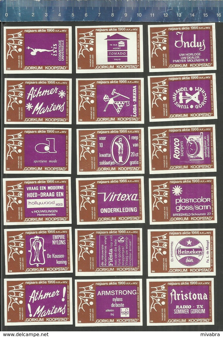 GORKUM KOOPSTAD NAJAARS AKTIE 1966 ( Kleuren Violet - Bruin) ( DE KLOOF Dutch Matchbox Labels ) - Boites D'allumettes - Etiquettes