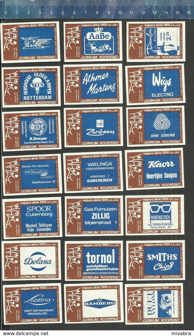 GORKUM KOOPSTAD NAJAARS AKTIE 1966 ( Kleuren Blauw - Bruin) ( DE KLOOF Dutch Matchbox Labels ) - Boites D'allumettes - Etiquettes