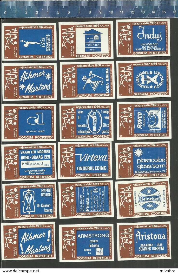 GORKUM KOOPSTAD NAJAARS AKTIE 1966 ( Kleuren Blauw - Bruin) ( DE KLOOF Dutch Matchbox Labels ) - Boites D'allumettes - Etiquettes