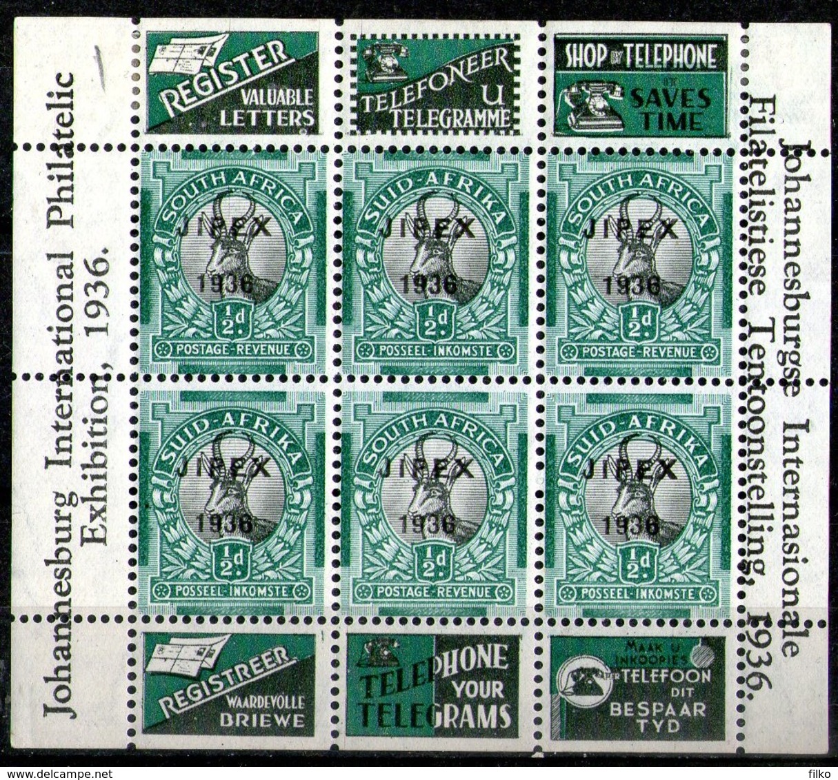 South Africa 1936 Jipex 1936 Half Penny Sheetlet MNH,as Scan - Other & Unclassified