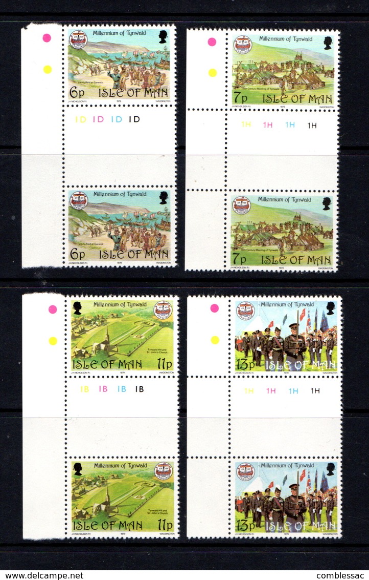 ISLE  OF  MAN    1979    Various  Designs    Set  Of  4  Gutter  Pairs      MNH - Isle Of Man