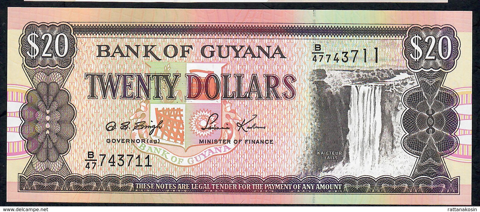 GUYANA P30c 20 DOLLARS 1996  #B/47  TDLR And COMPANY LIMITED Signature 12  UNC. - Guyana