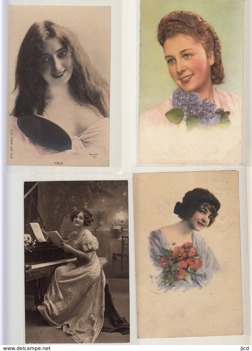 Fantaisies Portraits De Femme  Lot De 27 Cartes Variees Et Scannees - Women