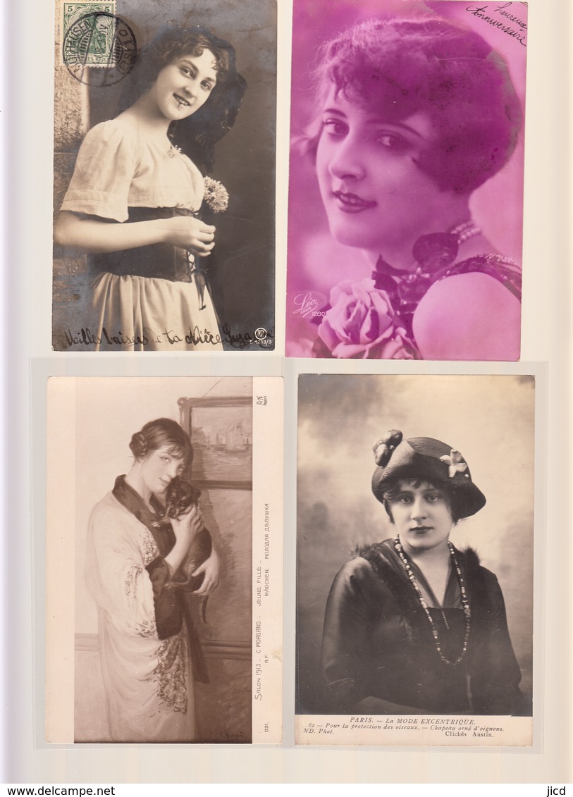 Fantaisies Portraits De Femme  Lot De 27 Cartes Variees Et Scannees - Women