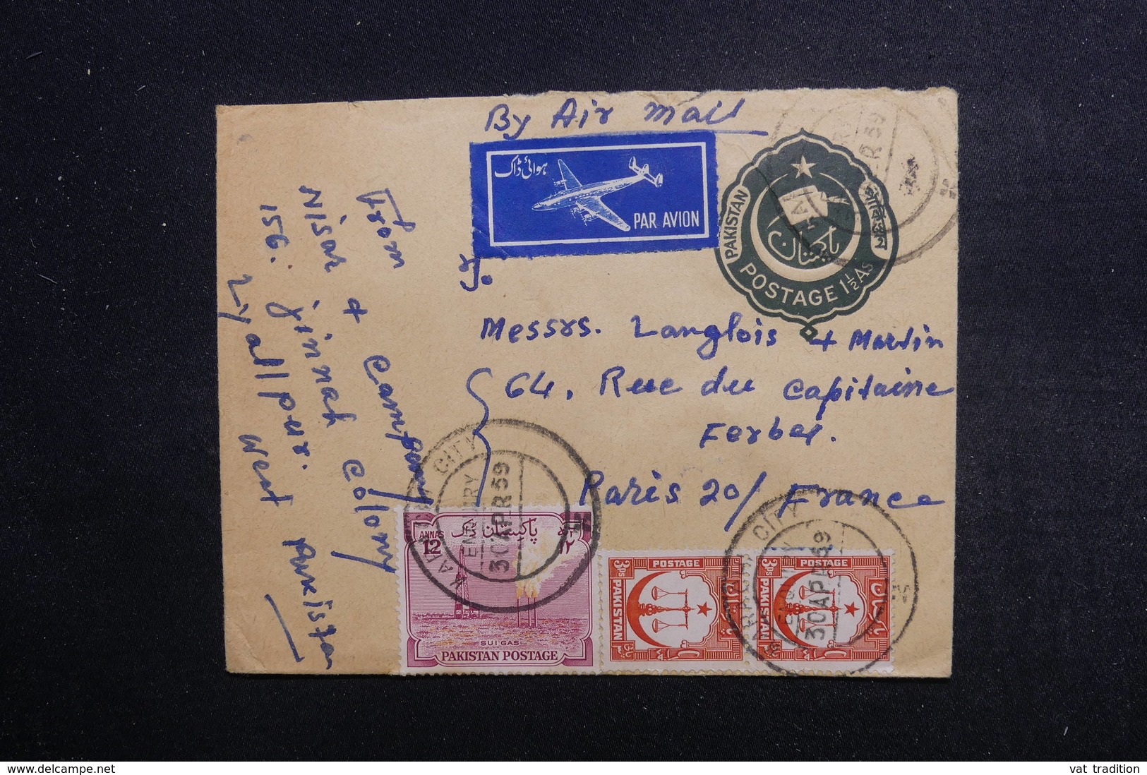 PAKISTAN - Entier Postal + Compléments De Karachi Pour Paris En 1959 - L 49011 - Pakistan