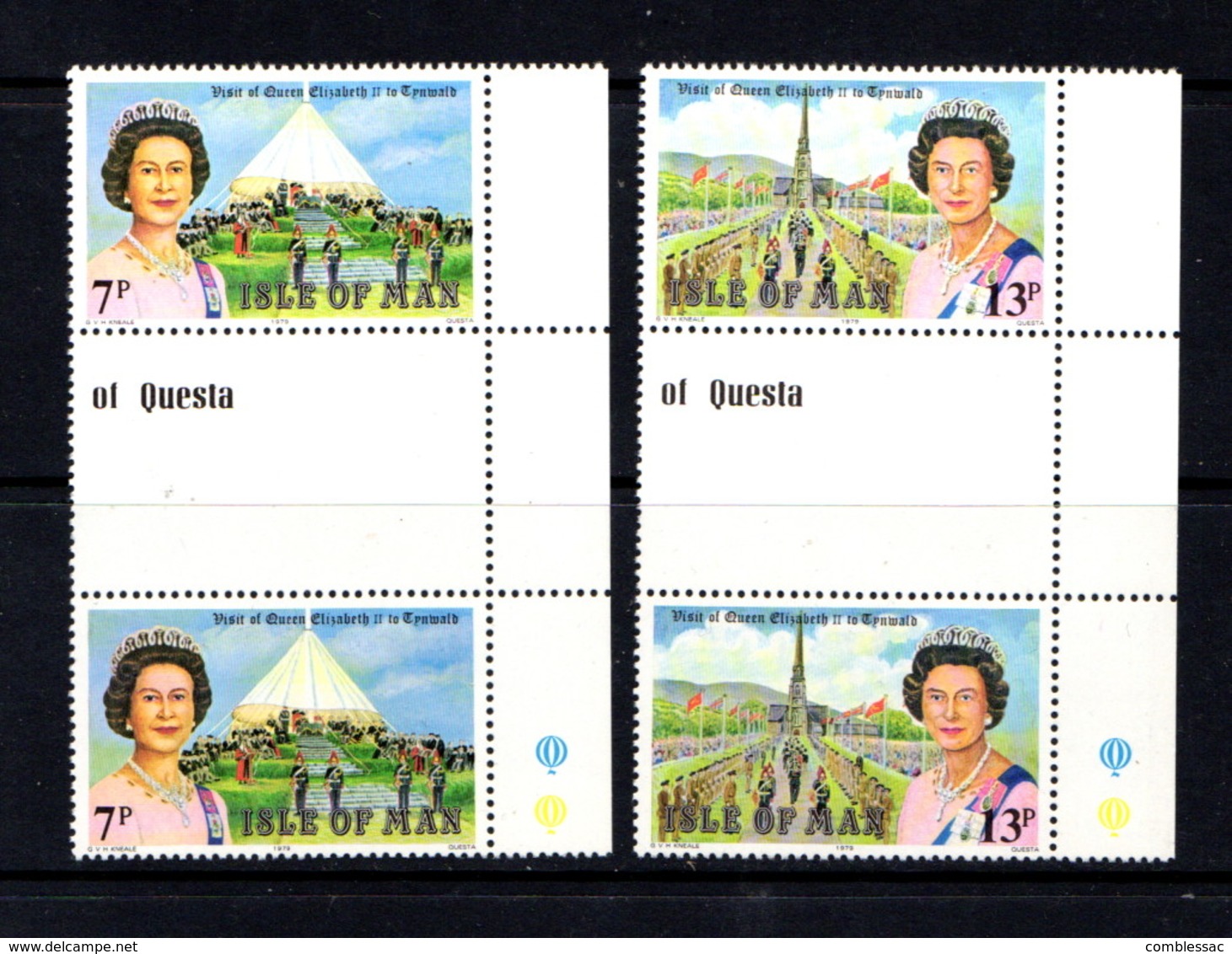 ISLE  OF  MAN    1979    Royal  Visit    Set  Of  2  Gutter  Pairs       MNH - Isle Of Man