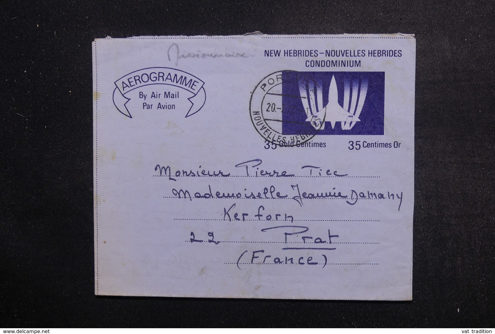 NOUVELLE HÉBRIDES - Aérogramme De Port Vila Pour La France En 1972 - L 49013 - Lettres & Documents