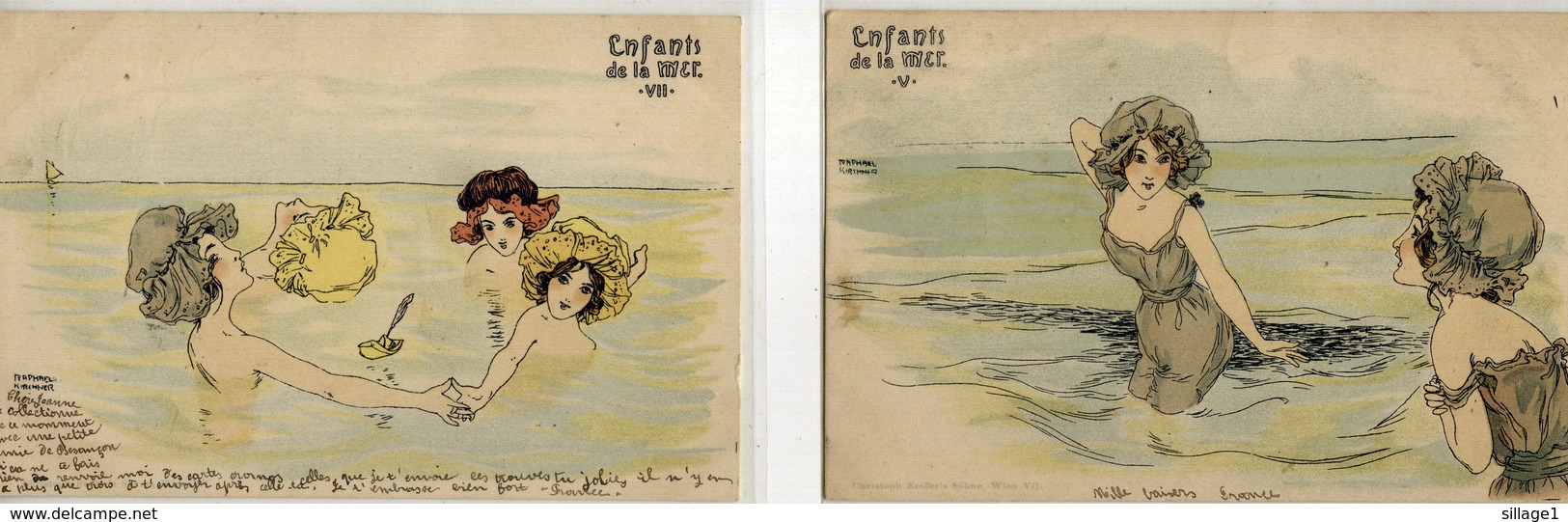 KIRCHNER Dix CPA - Série Complète Des Enfants De La Mer - 10 Cartes -  Raphael Kirchner Dessinateur Illustrateur - Rare - Kirchner, Raphael