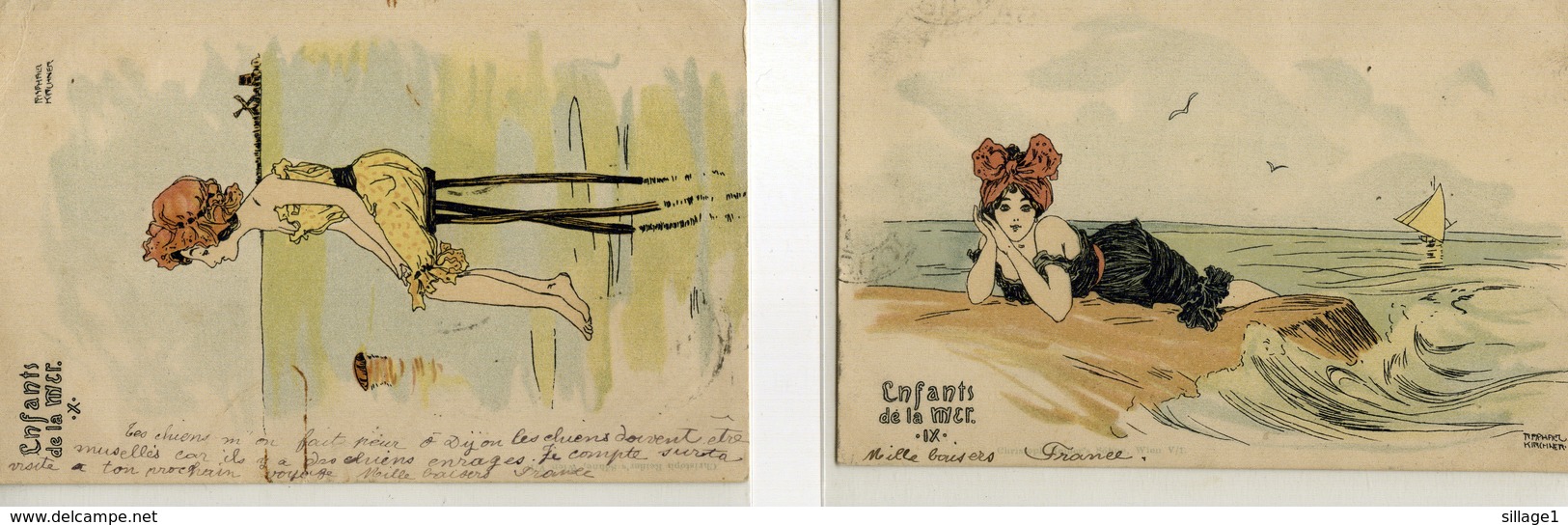 KIRCHNER Dix CPA - Série Complète Des Enfants De La Mer - 10 Cartes -  Raphael Kirchner Dessinateur Illustrateur - Rare - Kirchner, Raphael