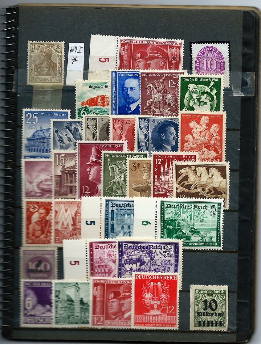 Germany , German Empire ,  Bigger Lot Of Unused Stamps With Hinges In 1 Stock-booklet (as Per Scans) LH - Nuevos