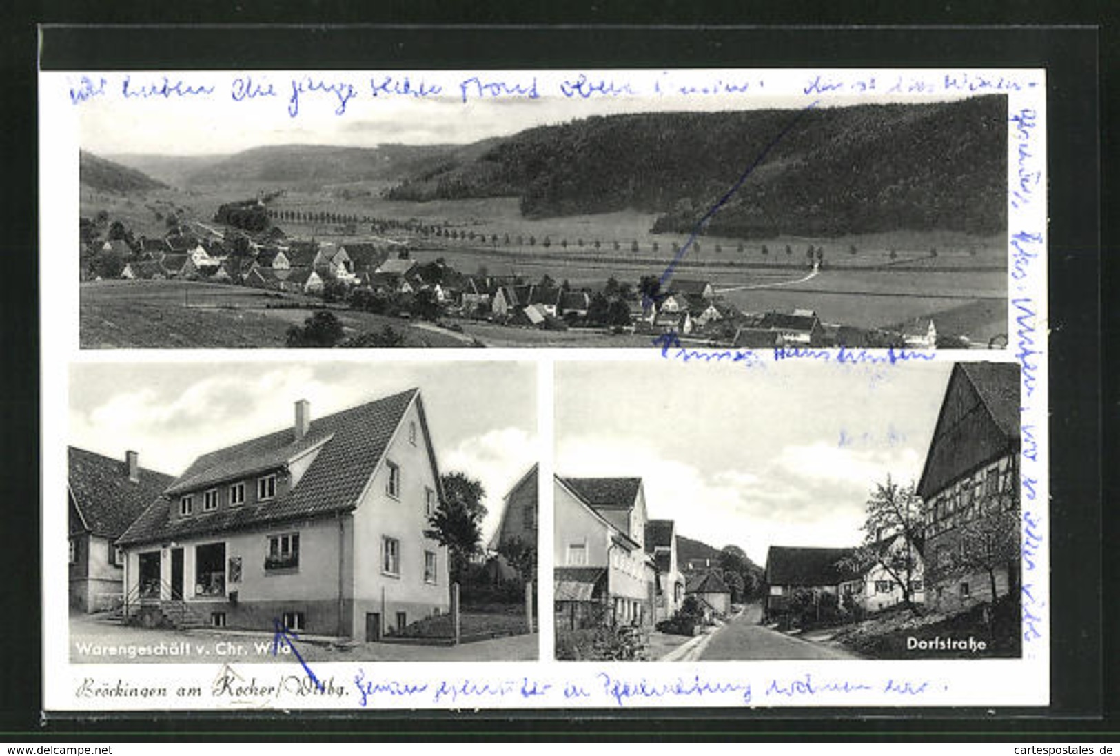 AK Bröckingen Am Kocher / Wttbg., Panorama, Warengeschäft V. Chr. Wila & Dorfstrasse - Sonstige & Ohne Zuordnung