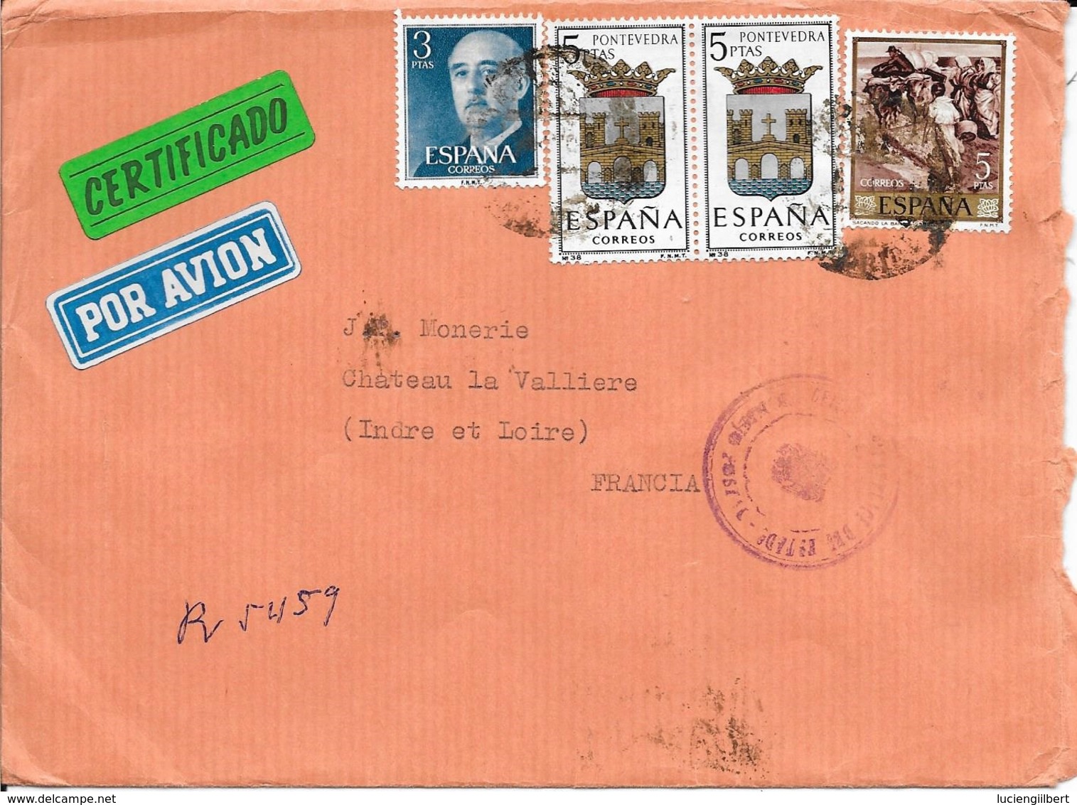 ESPAGNE -  LETTRE PAR AVION POUR LA FRANCE  -  1965 - Storia Postale