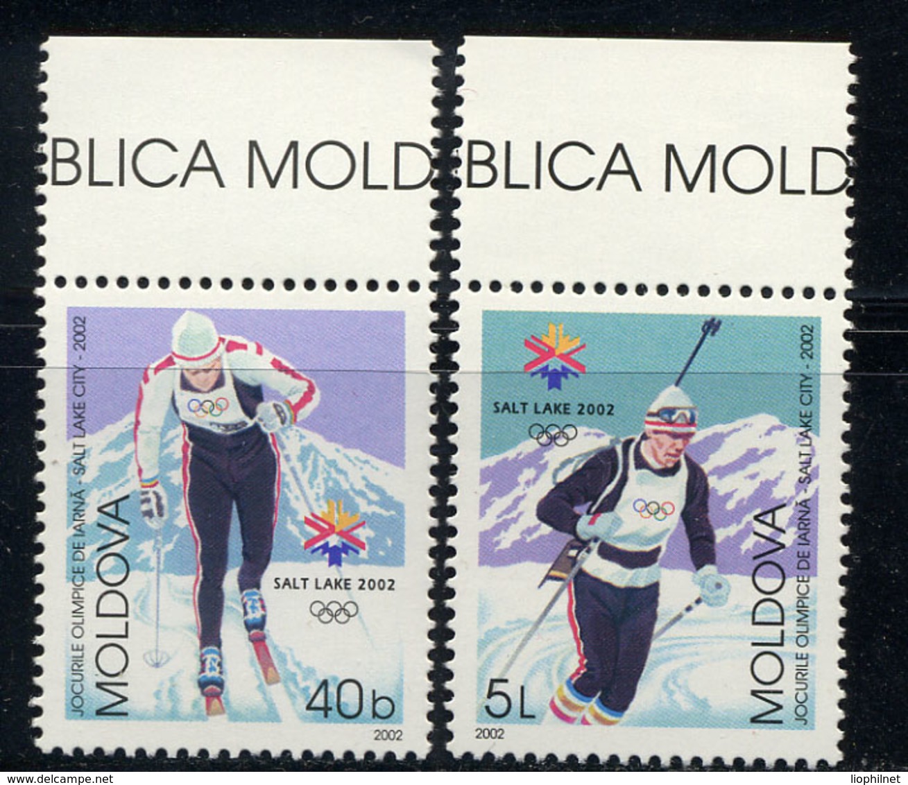 MOLDAVIE MOLDOVA 2002, J.O. Salt Lake City, Ski, 2 Valeurs, Neufs / Mint. R1454 - Invierno 2002: Salt Lake City