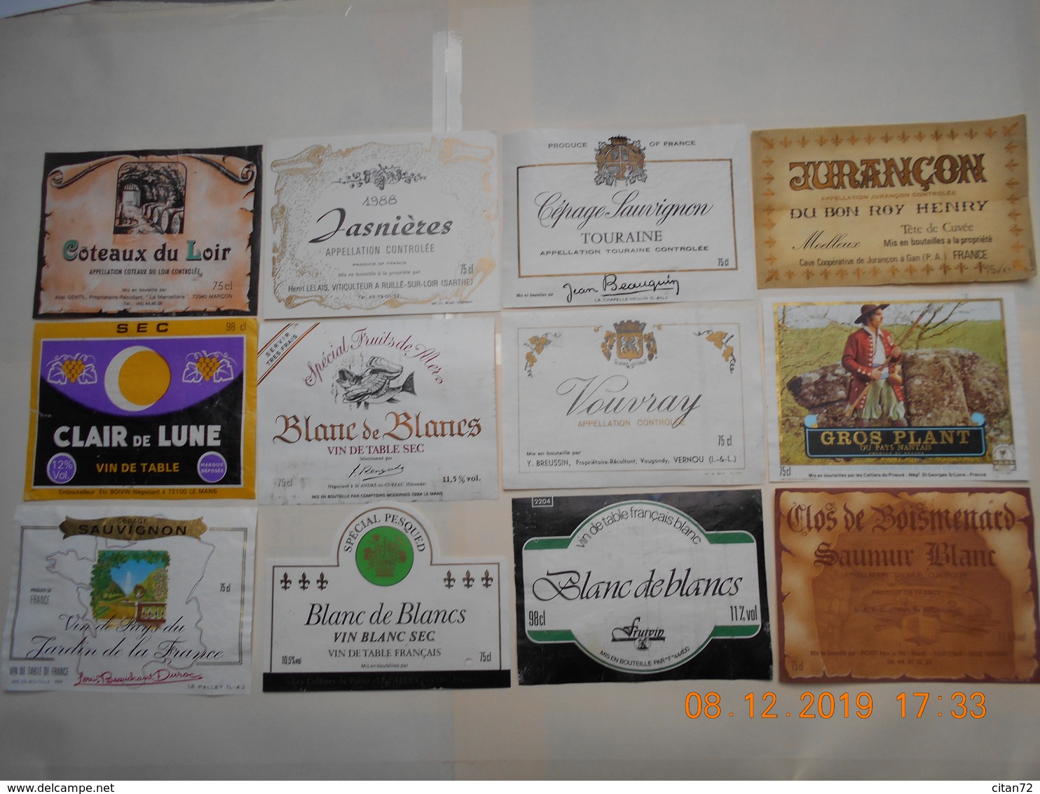 Lot De 12 étiquettes De Vin   Avec Légers Défauts  ( Voir Descriptif) - Collections, Lots & Séries