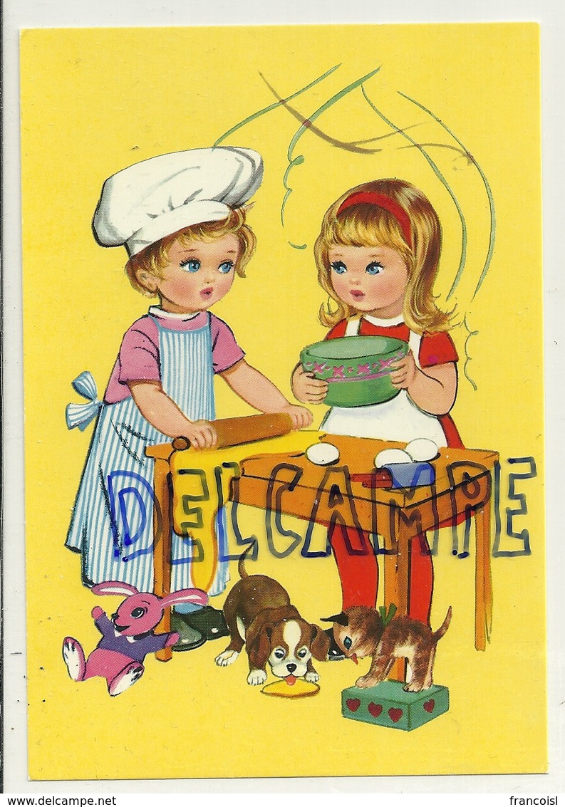 Big Eyes. Deux Petites Pâtissières. Chien Et Chat Qui Se Régalent - Contemporain (à Partir De 1950)