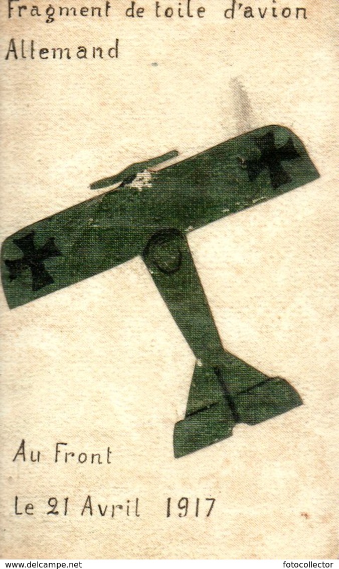 Guerre 14 18 : Repro D'une Carte Faite D'une Gouache Peinte Sur La Toile D'un Avion Allemand Abattu Le 21 Avril 1917 - War 1914-18