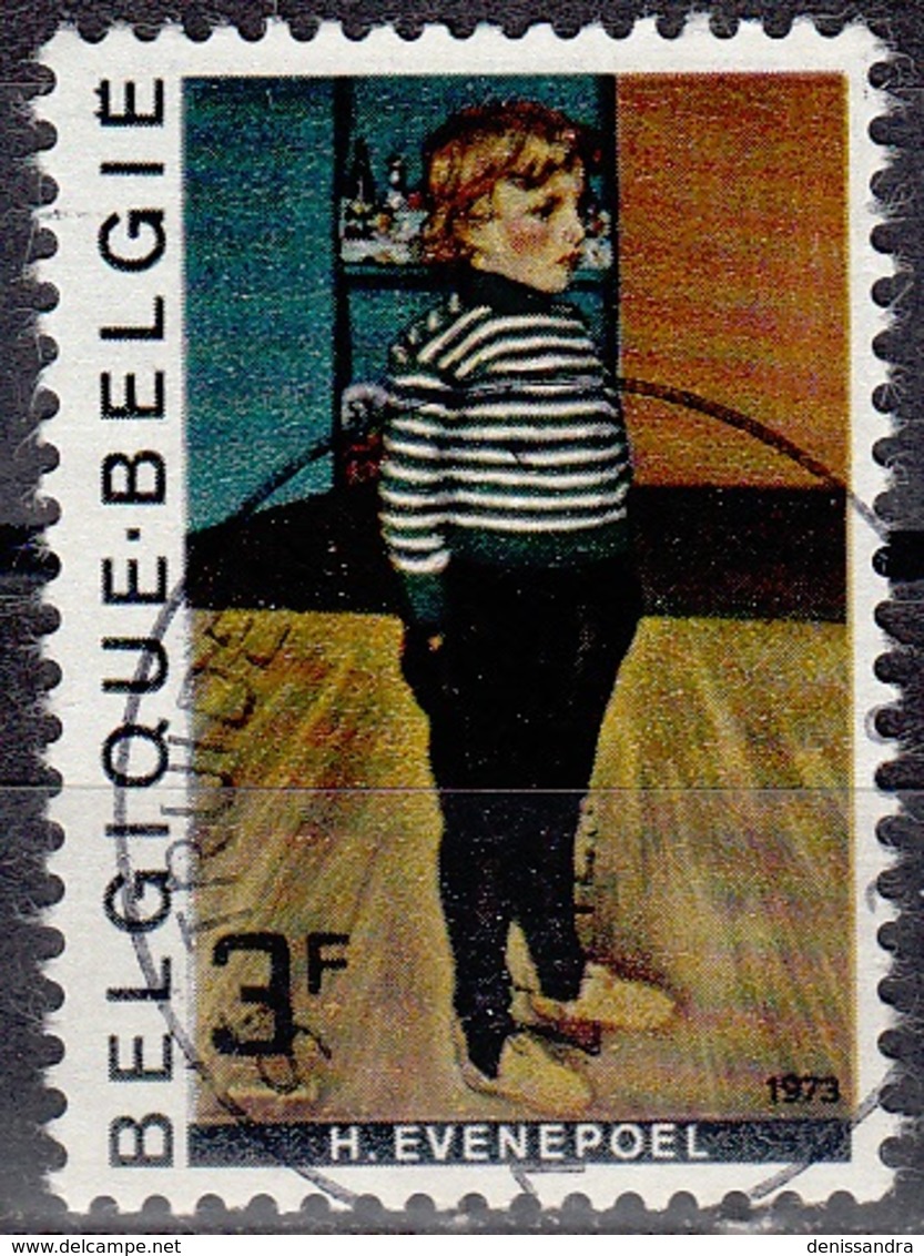 Belgique 1973 COB 1686 O Cote (2016) 0.25 Euro Henri Evenepoel Le Petit Charles Au Jersey Rayé Cachet Rond - Oblitérés